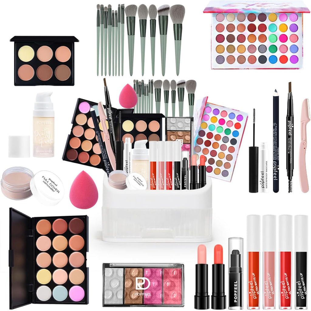 Coffret Maquillage,  Kit Maquillage Femme Professionnel Mallette De Maquillage Palettes De Maquillage Fard À Paupières Brillant À Lèvres Ensemble De Cadeau D'Anniversaire Noël