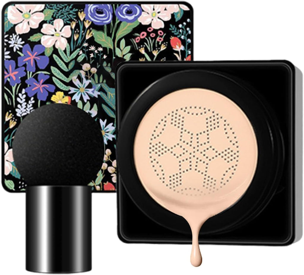 Fond De Teint BB Cream, Coussin D'Air Tête De Champignon BB Cream | Base De Maquillage Naturelle, Correcteur À Coussin D'Air Longue Durée | Fond De Teint Liquide Hydratant, Coussin Respirant, Maquilla