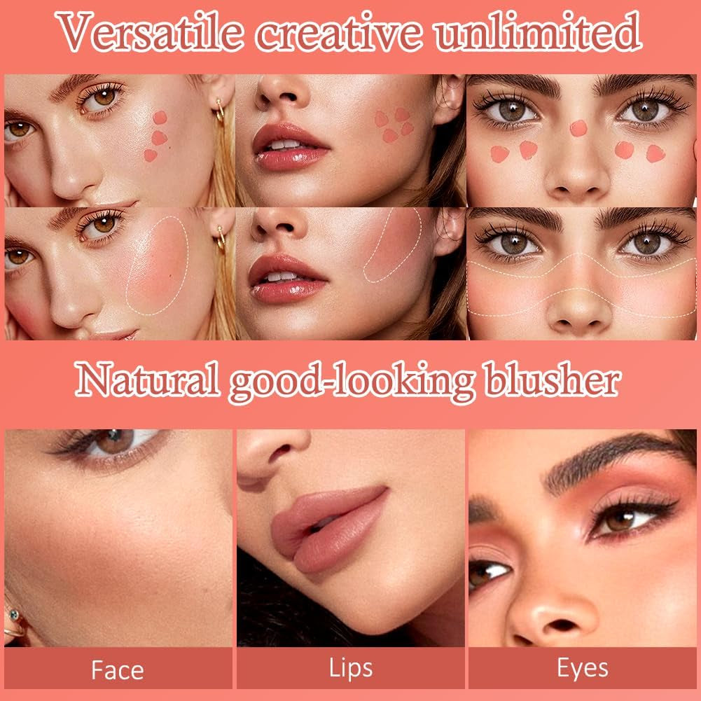 2PCS Maquillage Blush Liquide En Gel Pour Les Joues, One-Body Design Liquid Face Blush Contour with Cushion Applicator, Sensation De Légèreté Et De Respirabilité, Longue Tenue, Anti-Bavure (#01+#04)