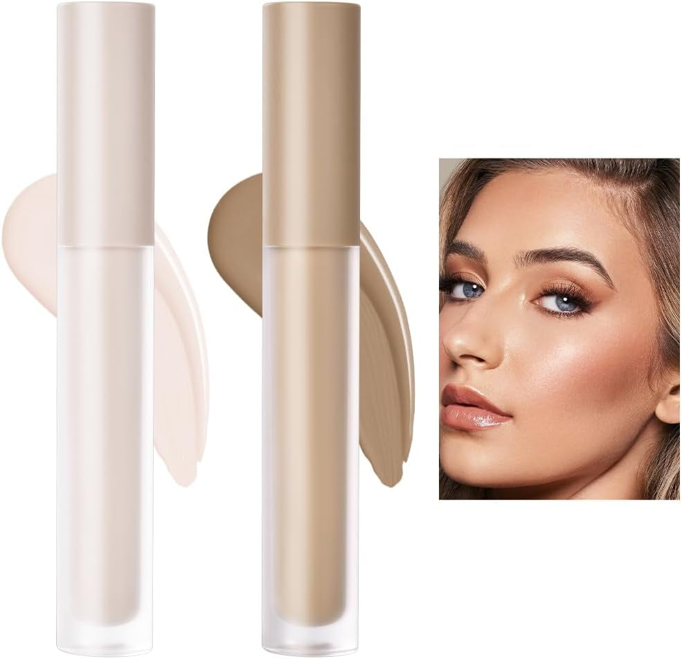 Liquid Highlighter Makeup, Bronzer Liquide Contour Stick, Highlighter Liquide Hydratant Brighten, Natural Glossy Finish, Lightweight Blendable Silky Smooth Cream Face Illuminator Makeup