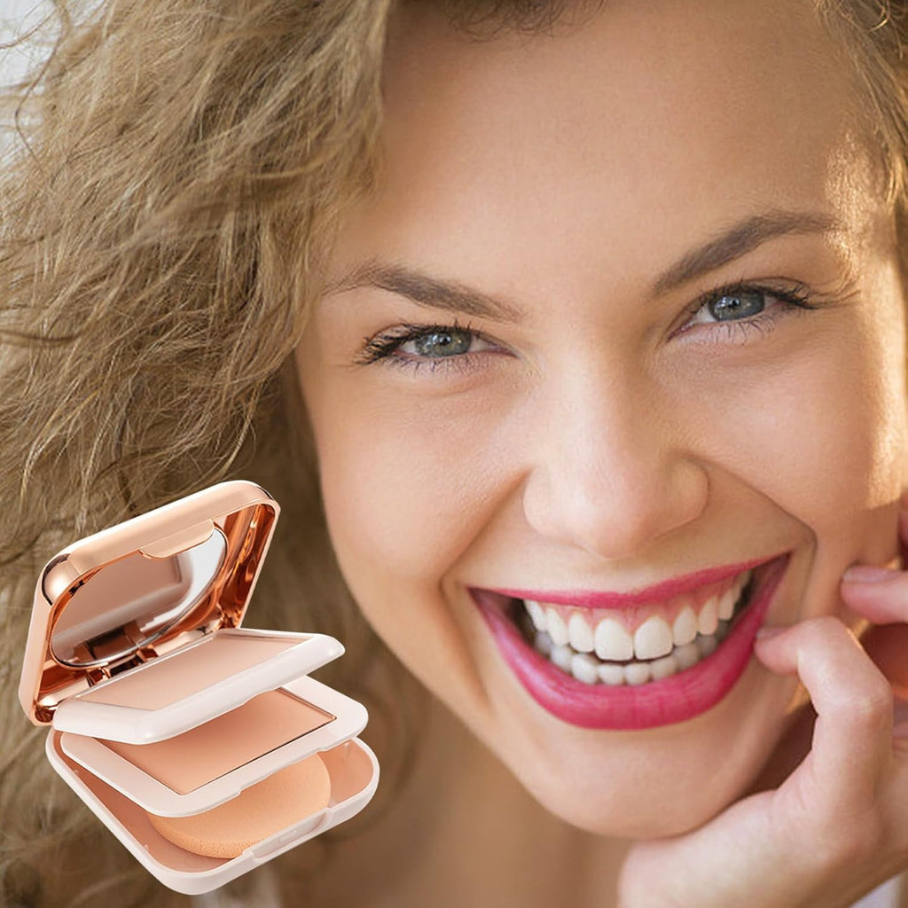 Poudre Pressée | Maquillage En Poudre Pressée Double Couche | Poudre De Contrôle De L'Huile De Maquillage En Poudre Fixatrice De Fond De Teint, Cosmétique De Remplissage De Pores Longue Durée