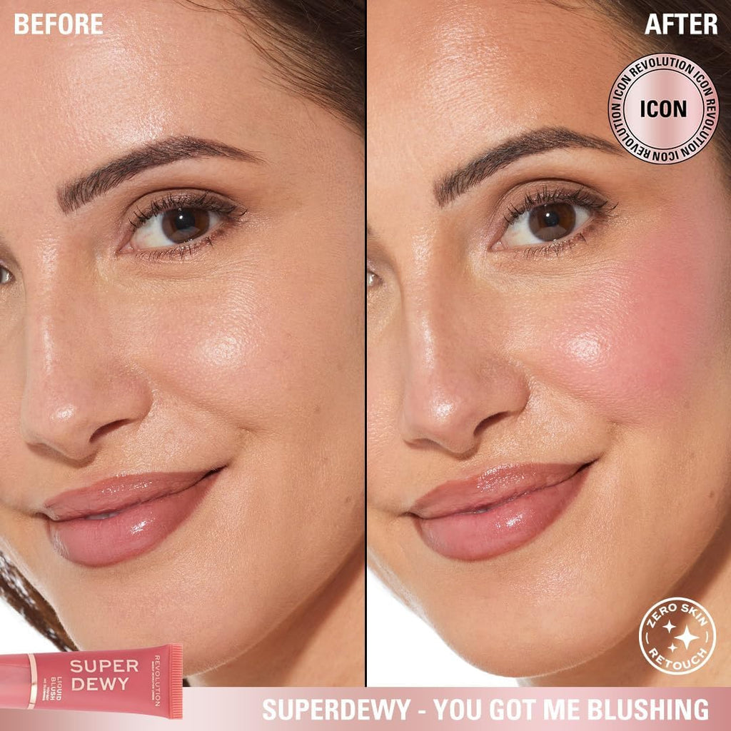 Makeup Revolution, Superdewy Liquid Blusher, Fard À Joues Liquide, You Got Me Blushing, 15Ml