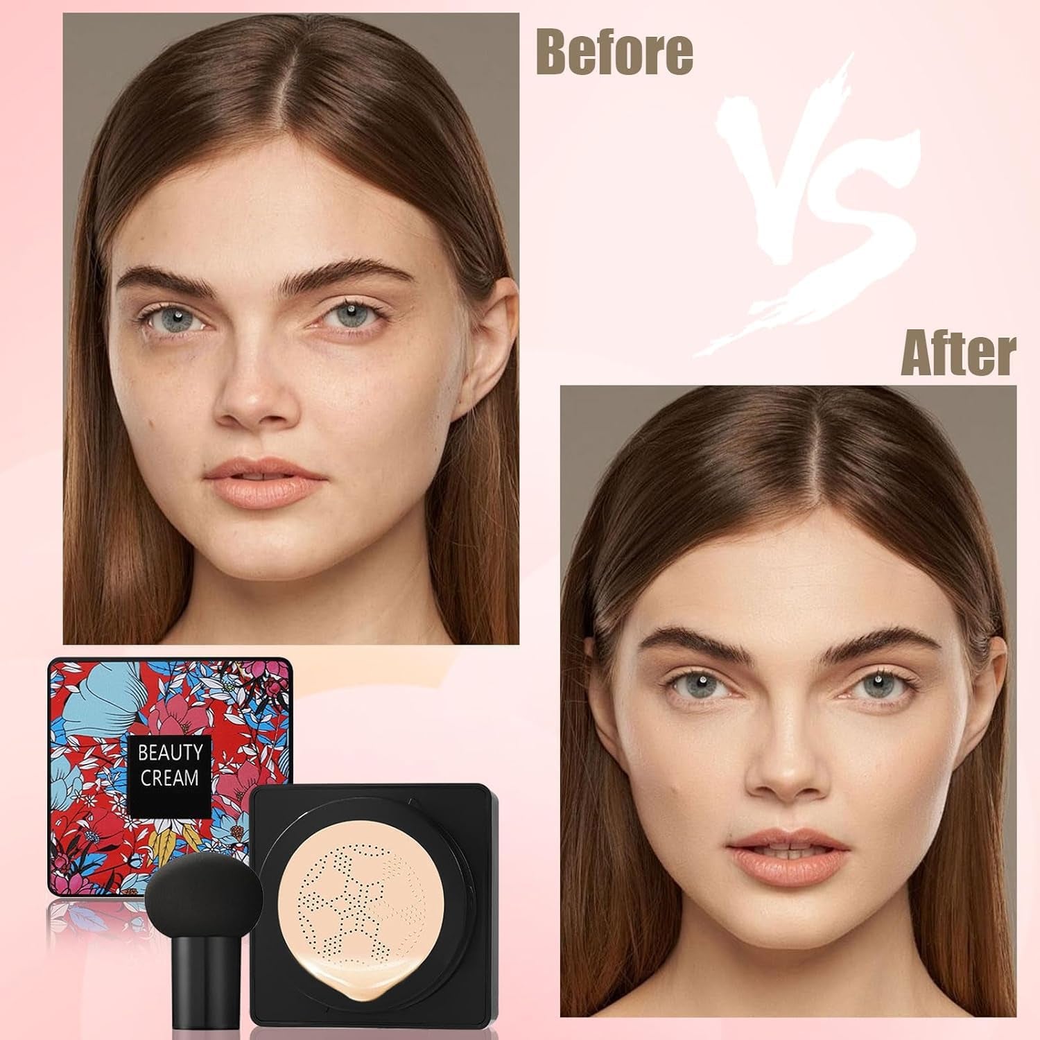 Champignon Tête Air Cushion CC Crème, Hydratant Correcteur BB Crème, Longue Durée Naturel Éclaircissant Beauty Crème, Facile À Appliquer, CC Cream Foundation Pour Tous Les Types De Peau (Naturelle)