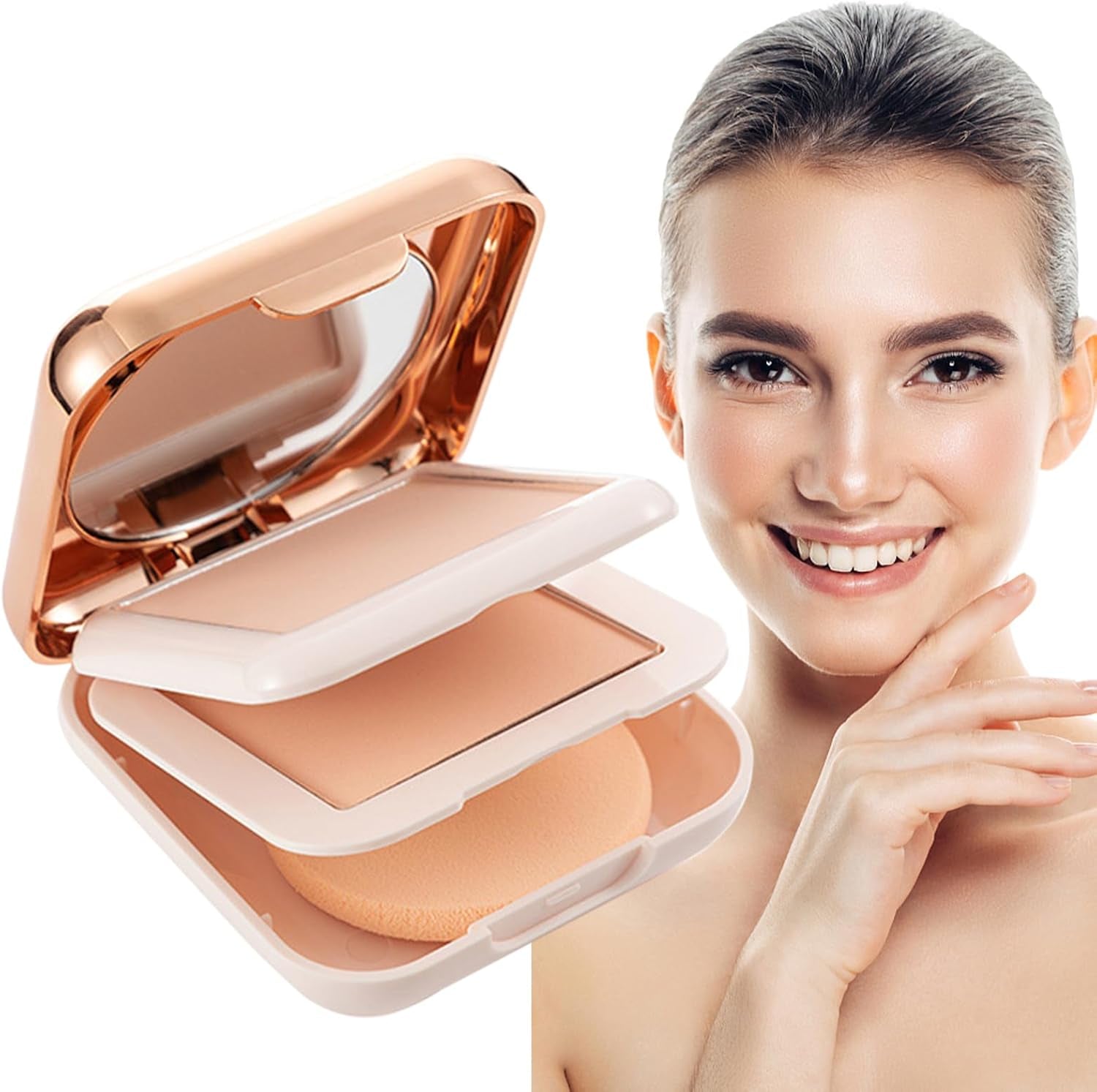 Poudre Pressée | Maquillage En Poudre Pressée Double Couche | Poudre De Contrôle De L'Huile De Maquillage En Poudre Fixatrice De Fond De Teint, Cosmétique De Remplissage De Pores Longue Durée