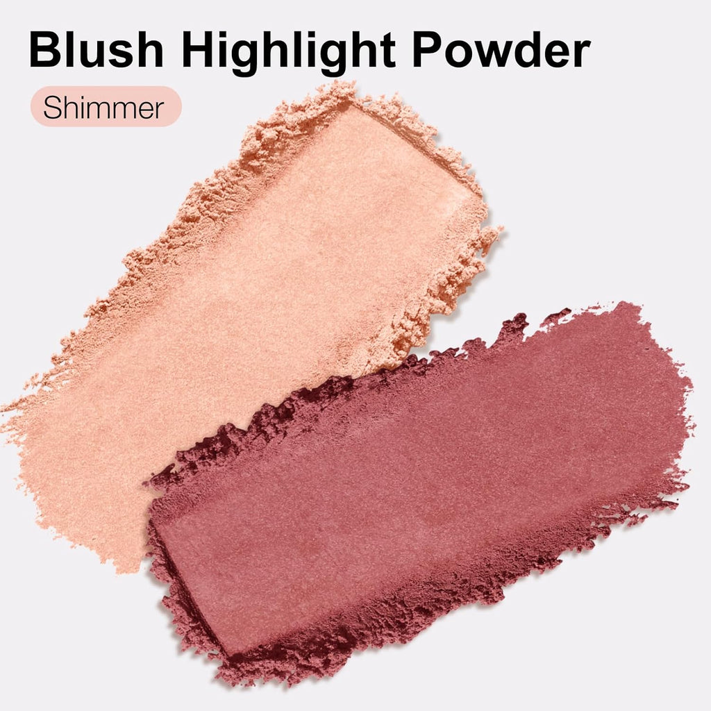 Boobeen Fard À Joues Contour Highlighter Palette De Maquillage, Palette De Poudre Lisse Et Scintillante 2 Couleurs, Set Compact D'Éclairage Et De Contour À Estomper