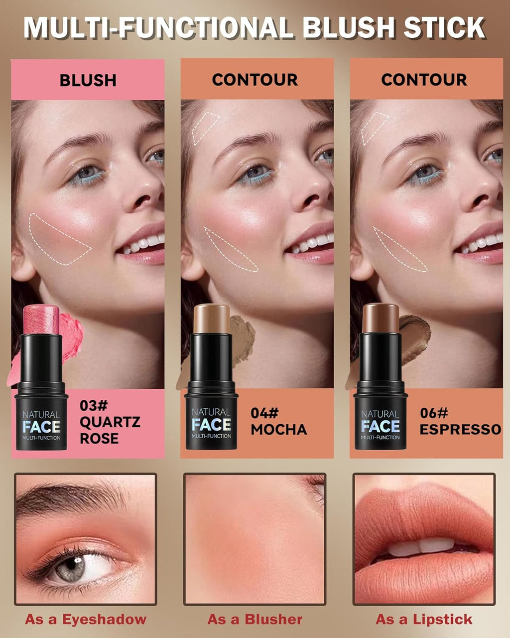 Lot De 2 Bâtons De Contour Crème Mats, Hautement Pigmentés, Roses, Rouges À Joues, Longue Durée, Imperméables, Bronzants, Pour Les Cheeks, Crayon De Contour Du Visage, Correcteur De Teint Pour