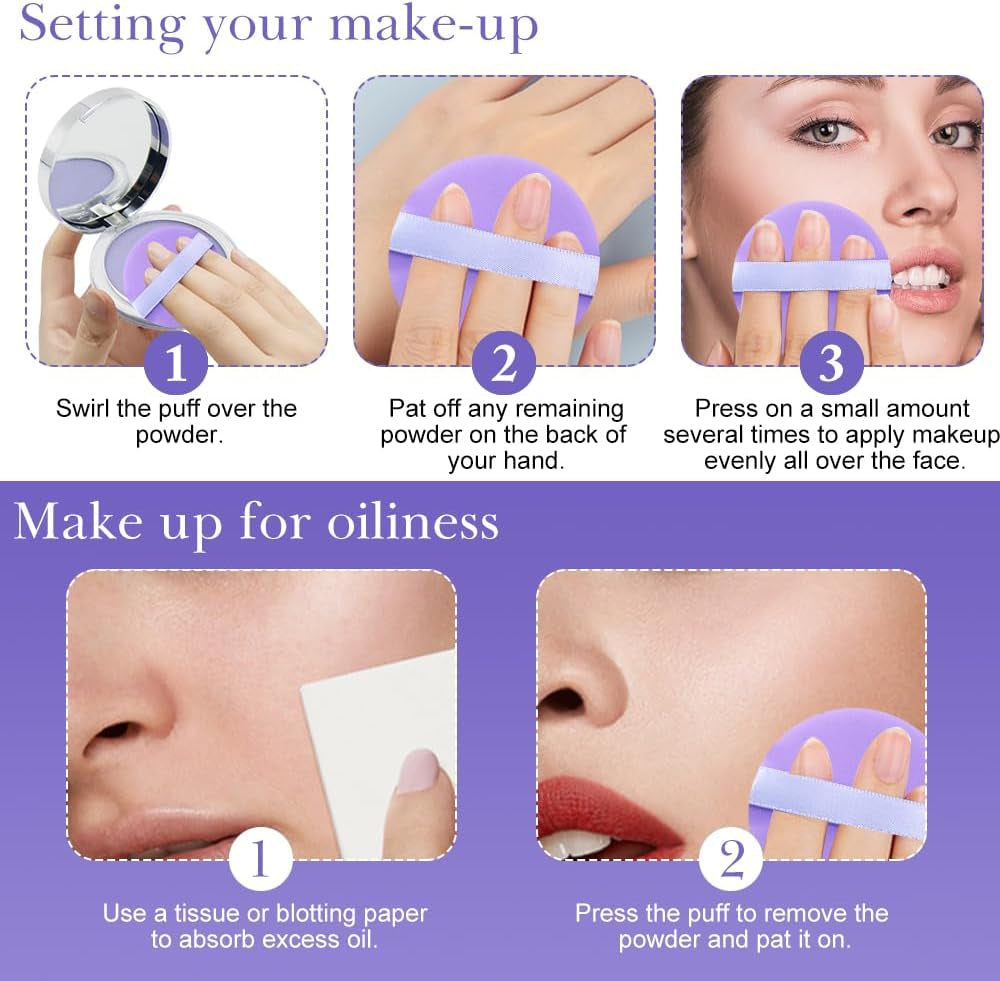 ® Poudre Pour Visage Contrôlant L'Huile, Poudre De Réglage Pour Le Visage, Maquillage Poudre Fixateur, Oil Control Face Pressed Powder, Face Setting Powder, Mate, Longue Tenue (Violet)