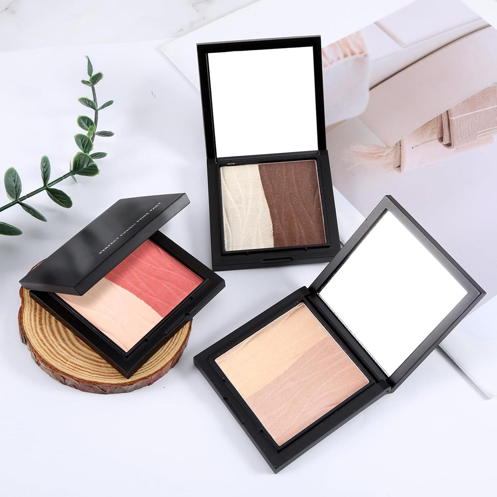 Boobeen Fard À Joues Contour Highlighter Palette De Maquillage, Palette De Poudre Lisse Et Scintillante 2 Couleurs, Set Compact D'Éclairage Et De Contour À Estomper