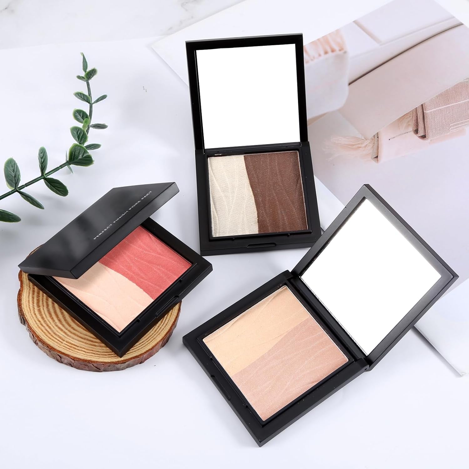 Boobeen Fard À Joues Contour Highlighter Palette De Maquillage, Palette De Poudre Lisse Et Scintillante 2 Couleurs, Set Compact D'Éclairage Et De Contour À Estomper