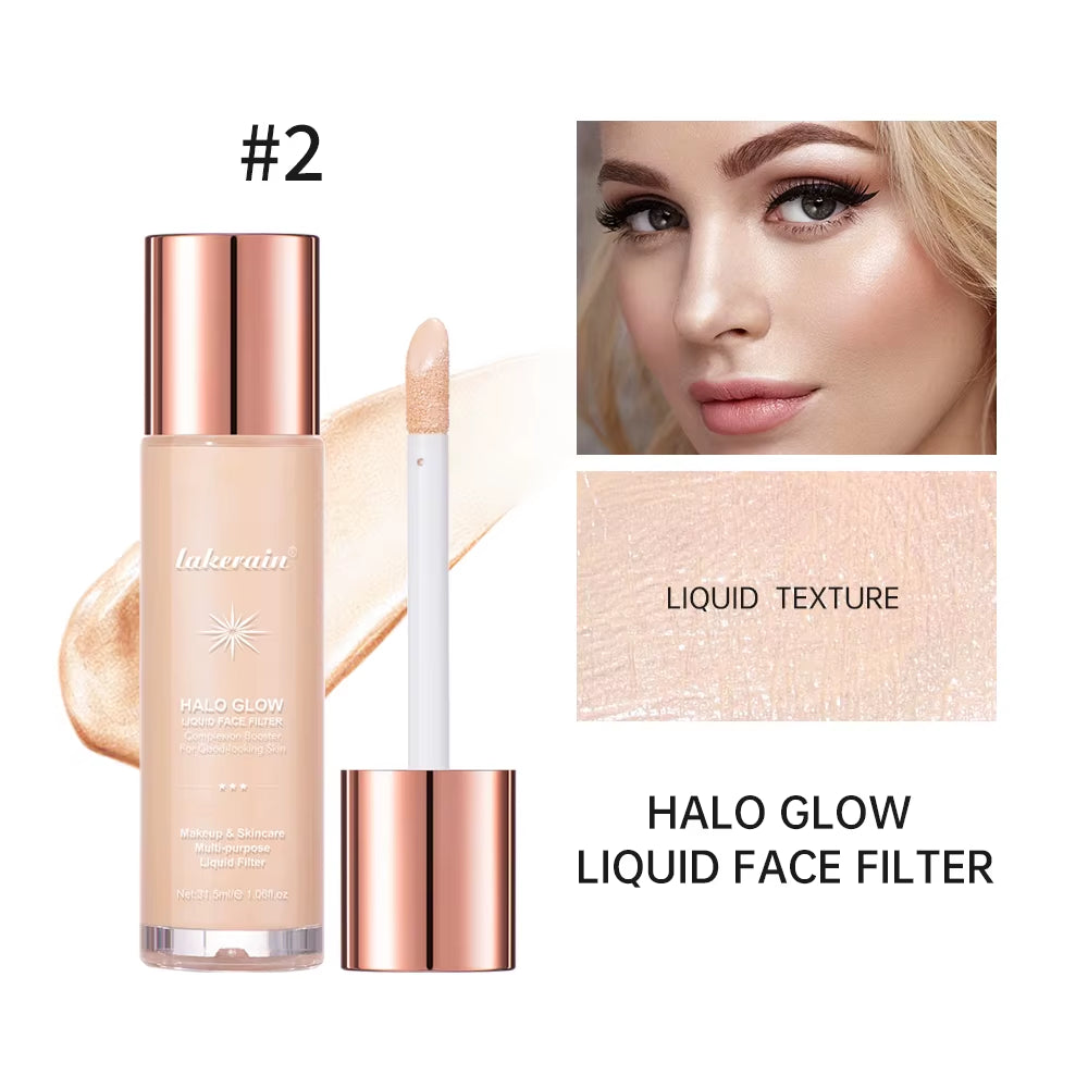 Halo Glow Liquid Filter Liquid Highlighter Face Contouring Pearlescent Makeup Brightener Bronzer Glow Body Face Contour Shimmer