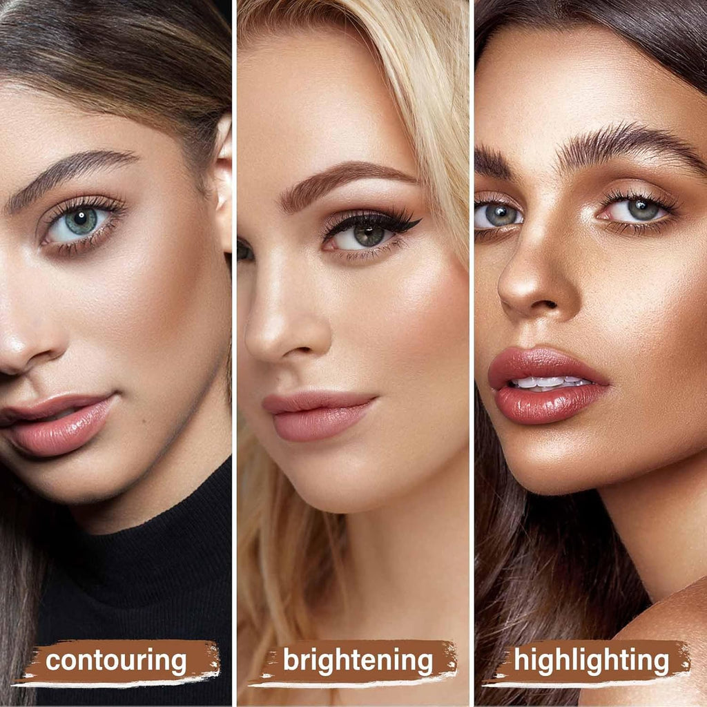 Boobeen 6 Couleurs Palette De Maquillage Crème Contour, Kit De Poudre Highlighter Et Bronzer Avec Miroir Et Pinceau, Correcteur De Teint Waterproof Pour Femmes