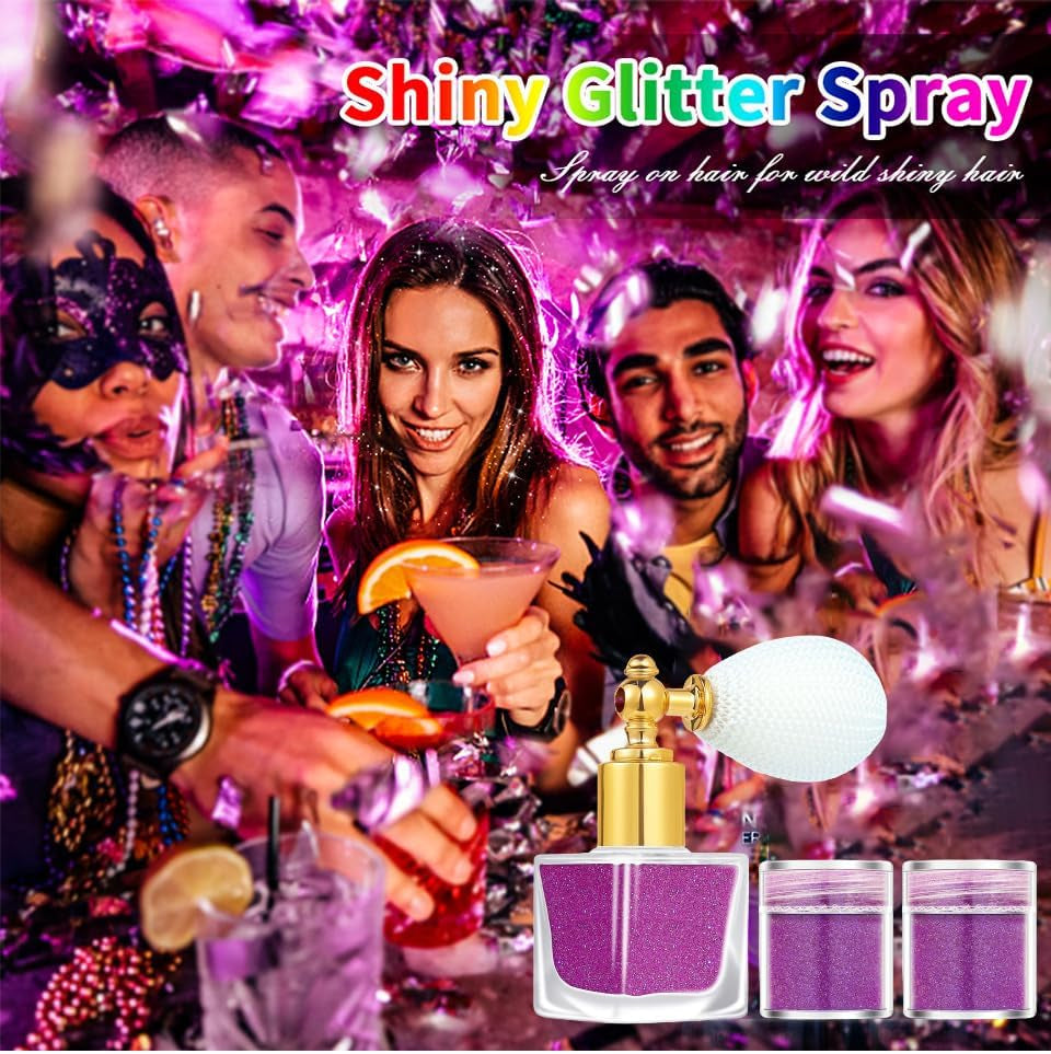 Spray Miroiter Corps, Maquillage En Poudre Pour Surligneur En Poudre Libre À Miroiter Violettes, Poussière Scintillante Pour Le Corps, Le Visage, Les Cheveux, Les Os, Les Épaules #2