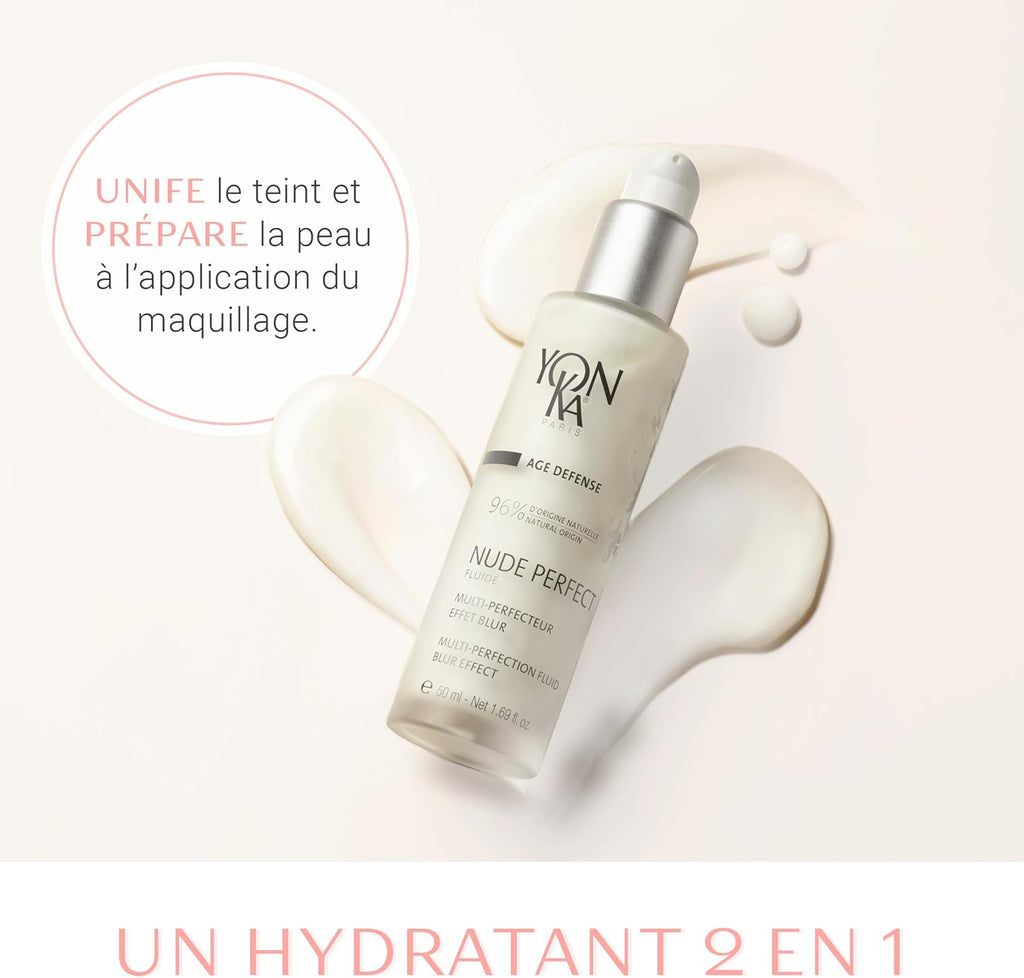 Nude Perfect Fluide Matifiant  50Ml - Embellisseur De Teint, Effet Blur - Dissimule Les Rides Et Les Imperfections - Purifiant Et Anti-Pollution - 96% D'Ingrédients D'Origine Naturelle