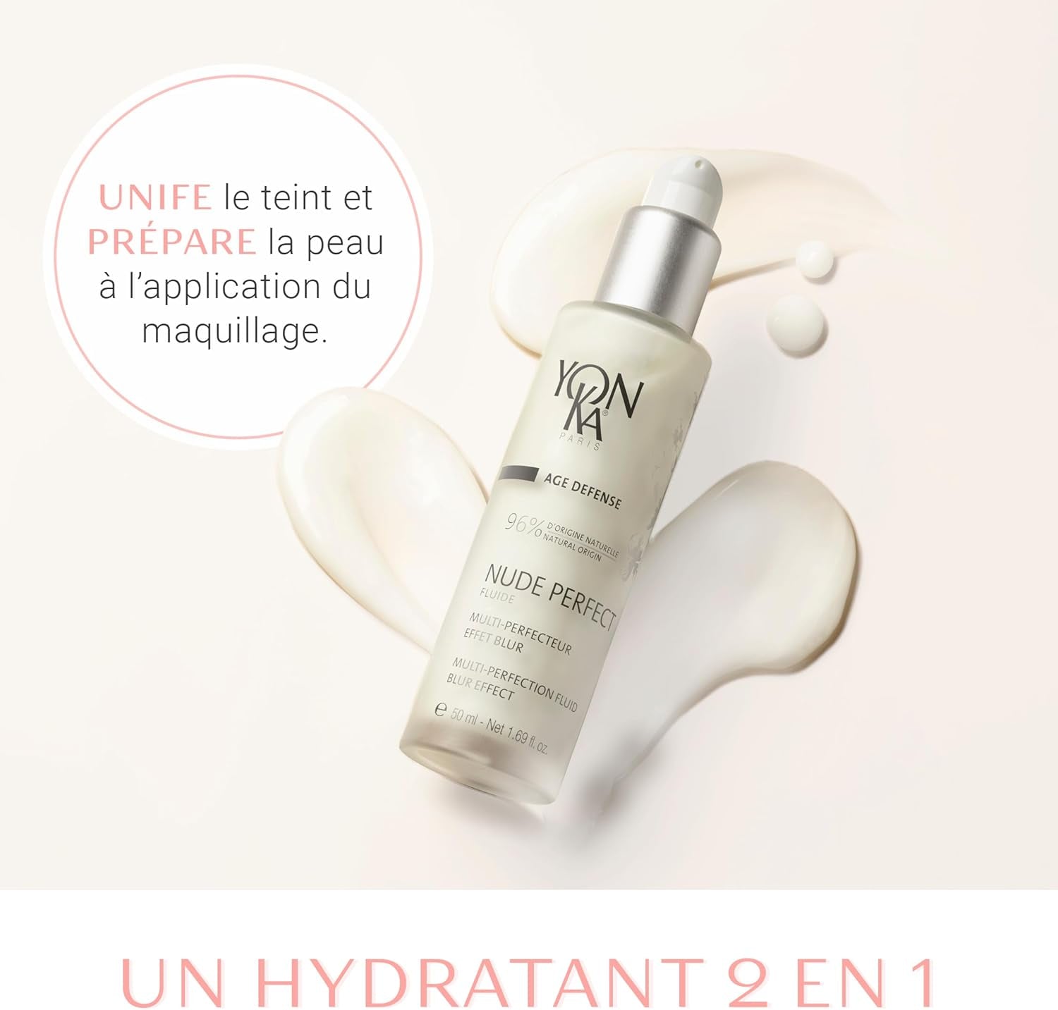 Nude Perfect Fluide Matifiant  50Ml - Embellisseur De Teint, Effet Blur - Dissimule Les Rides Et Les Imperfections - Purifiant Et Anti-Pollution - 96% D'Ingrédients D'Origine Naturelle