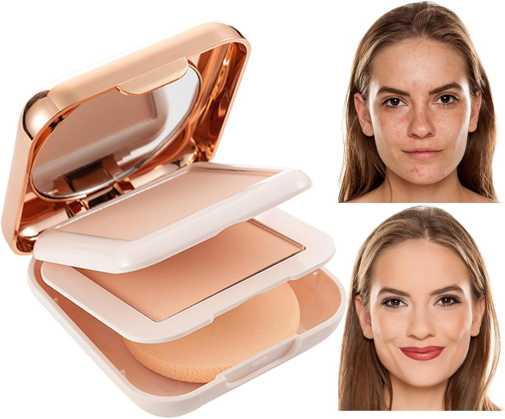 Poudre Pressée | Maquillage En Poudre Pressée Double Couche | Poudre De Contrôle De L'Huile De Maquillage En Poudre Fixatrice De Fond De Teint, Cosmétique De Remplissage De Pores Longue Durée