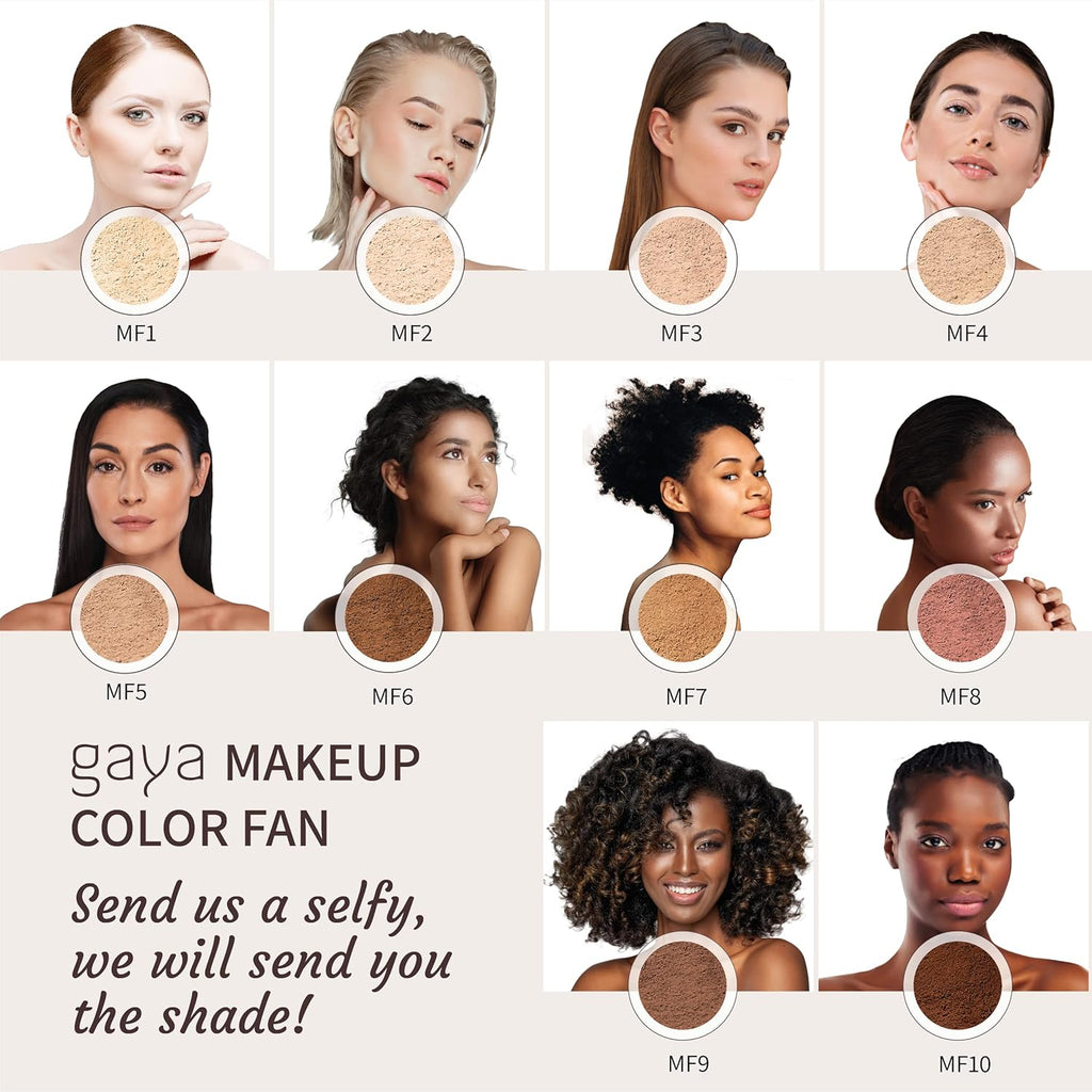 Fond De Teint Poudre Minérale Vegan - Poudre Base Maquillage Fixante 4 En 1 Multifonctions Couvrance Totale, anti Cernes, Poudre Et Protection Solaire (Nuance MF1)