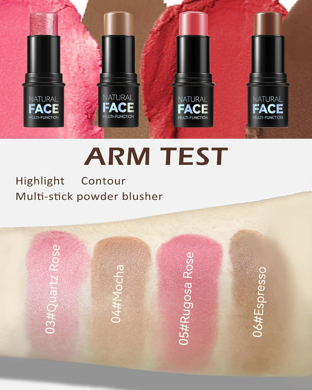 Lot De 2 Bâtons De Contour Crème Mats, Hautement Pigmentés, Roses, Rouges À Joues, Longue Durée, Imperméables, Bronzants, Pour Les Cheeks, Crayon De Contour Du Visage, Correcteur De Teint Pour