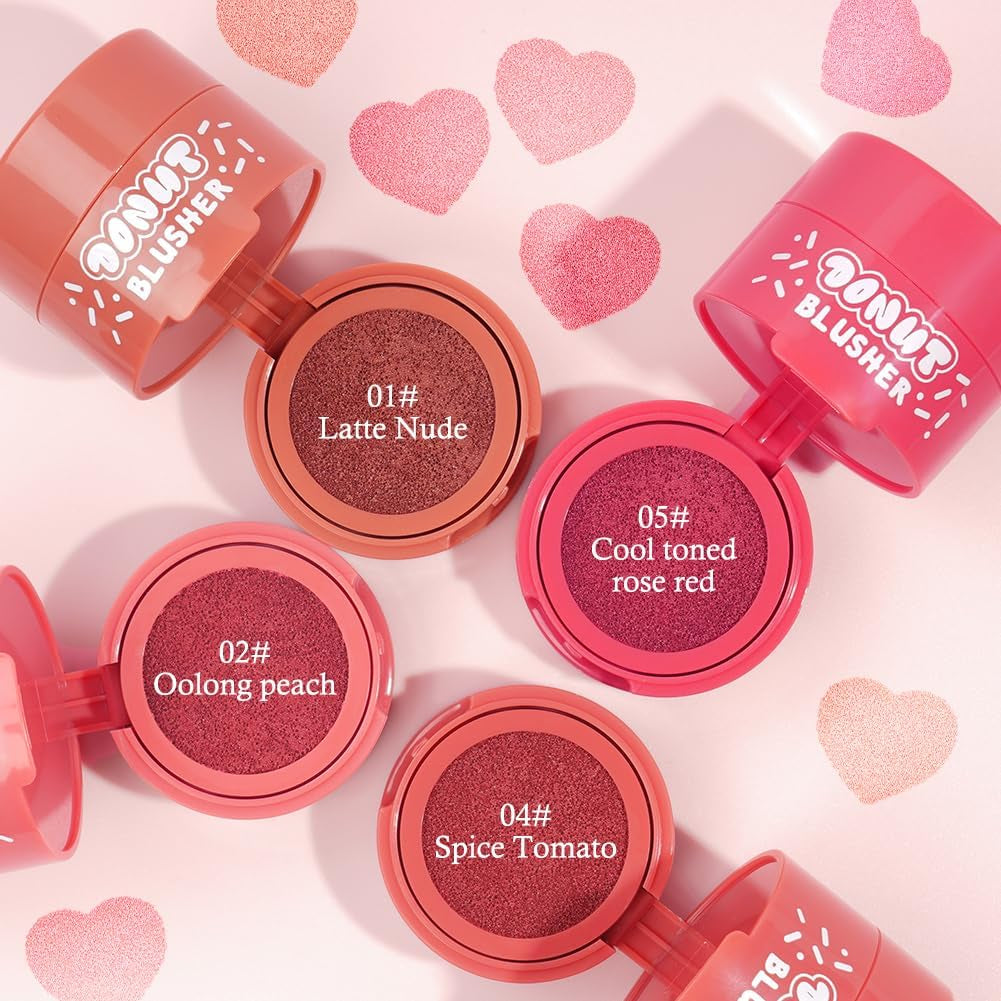 2PCS Maquillage Blush Liquide En Gel Pour Les Joues, One-Body Design Liquid Face Blush Contour with Cushion Applicator, Sensation De Légèreté Et De Respirabilité, Longue Tenue, Anti-Bavure (#01+#04)