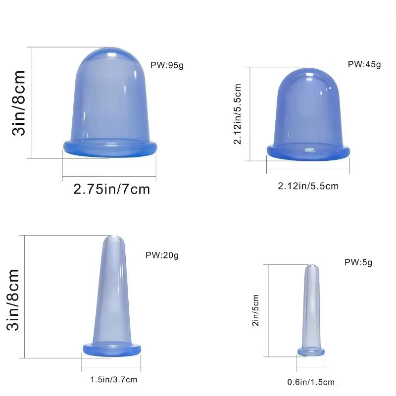 Silicone Vacuum Cupping Massage Jars anti Cellulite Massage Facial Suction Cups Face Neck Lift Skin Scraping Guasha anti Wrinkle