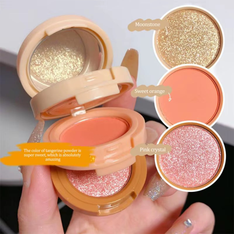 New 3 in 1 Glitter Eyeshadow Highlighter Blush Palette Matte Pearlescent Multifunctional Shimmer Eyes Face Makeup Cosmetics Tool