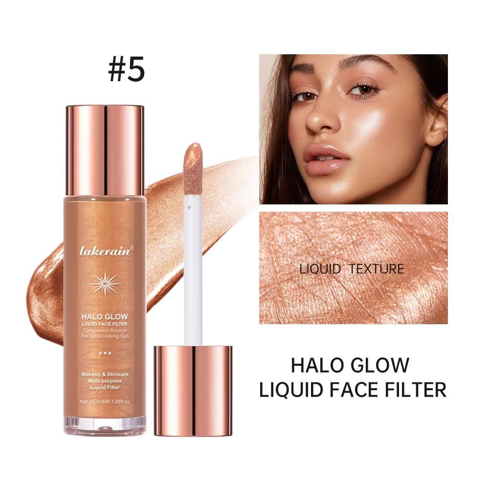 Halo Glow Liquid Filter Liquid Highlighter Face Contouring Pearlescent Makeup Brightener Bronzer Glow Body Face Contour Shimmer