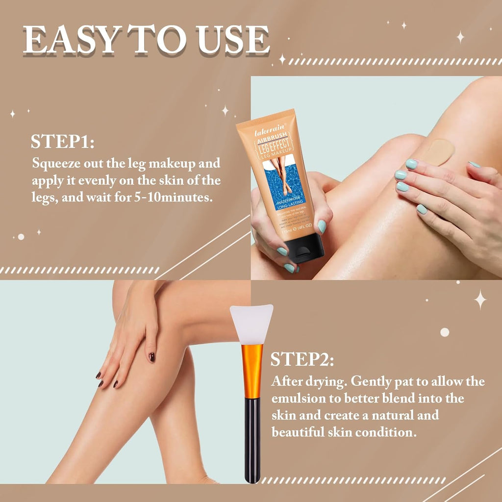 118 ML Water-Proof Leg Makeup, Leg Foundation for Tattoo, Scars, Varicose Veins, Waterproof Makeup Cover Cream for Leg and Body (Medium Shine)