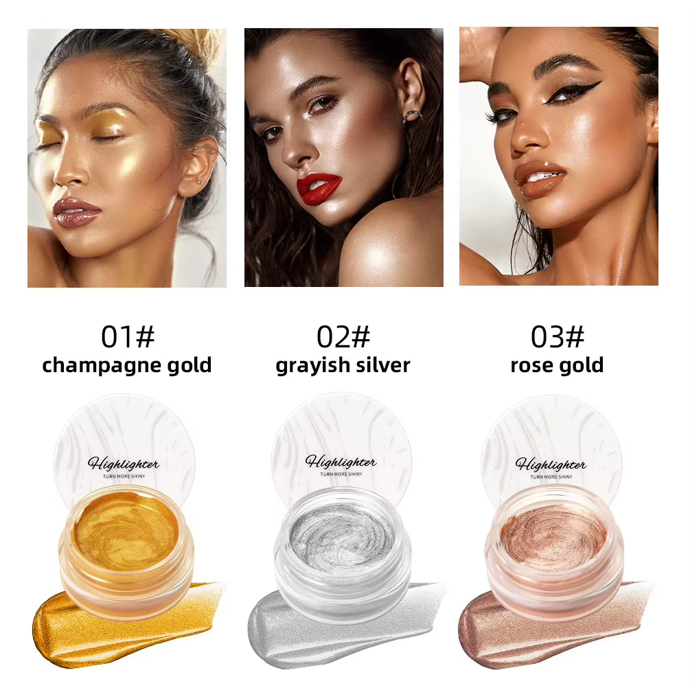 Shimmer Glitter Highlighter Cream Eye Shadow Silkworm Gold Face Contour Bronzer Brighten Body Highlight Iluminador Makeup