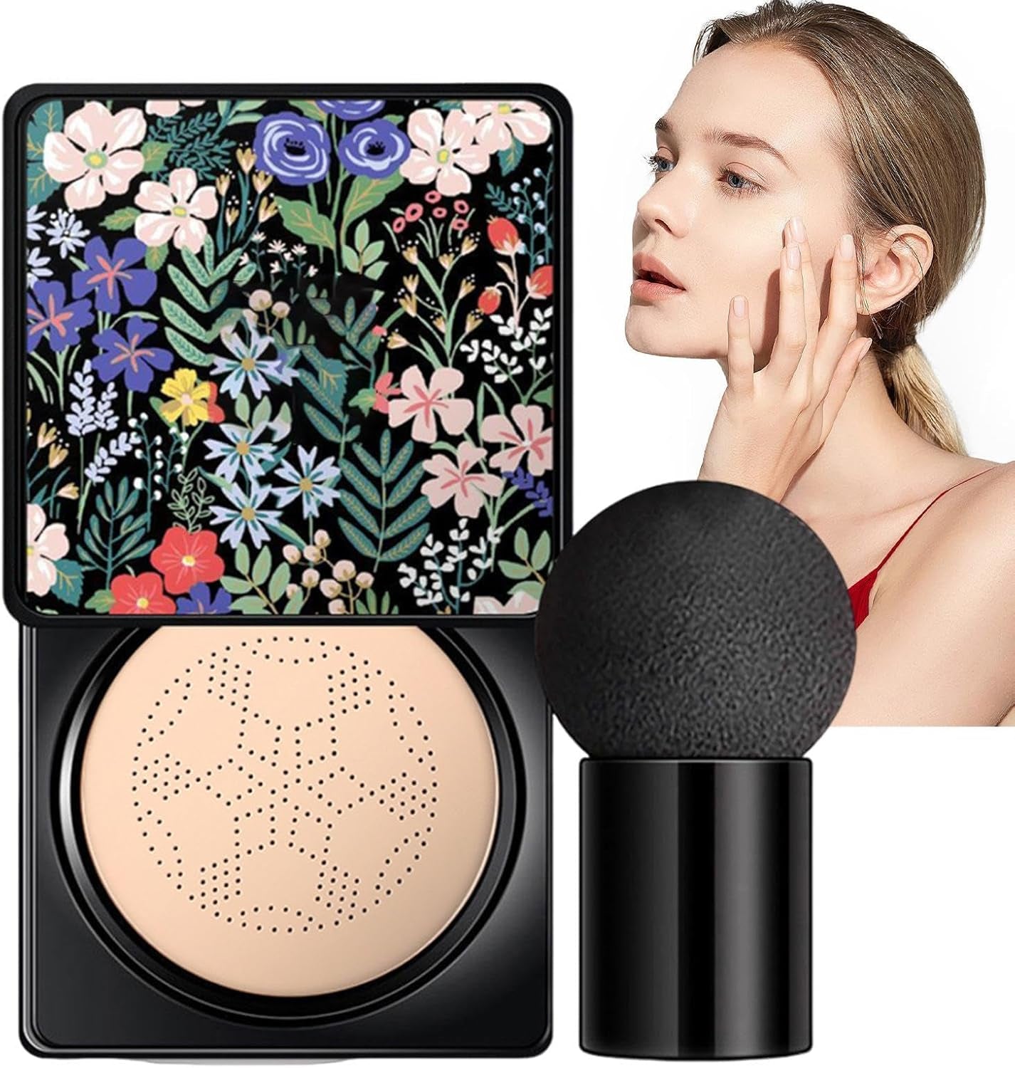 Fond De Teint BB Cream, Coussin D'Air Tête De Champignon BB Cream | Base De Maquillage Naturelle, Correcteur À Coussin D'Air Longue Durée | Fond De Teint Liquide Hydratant, Coussin Respirant, Maquilla