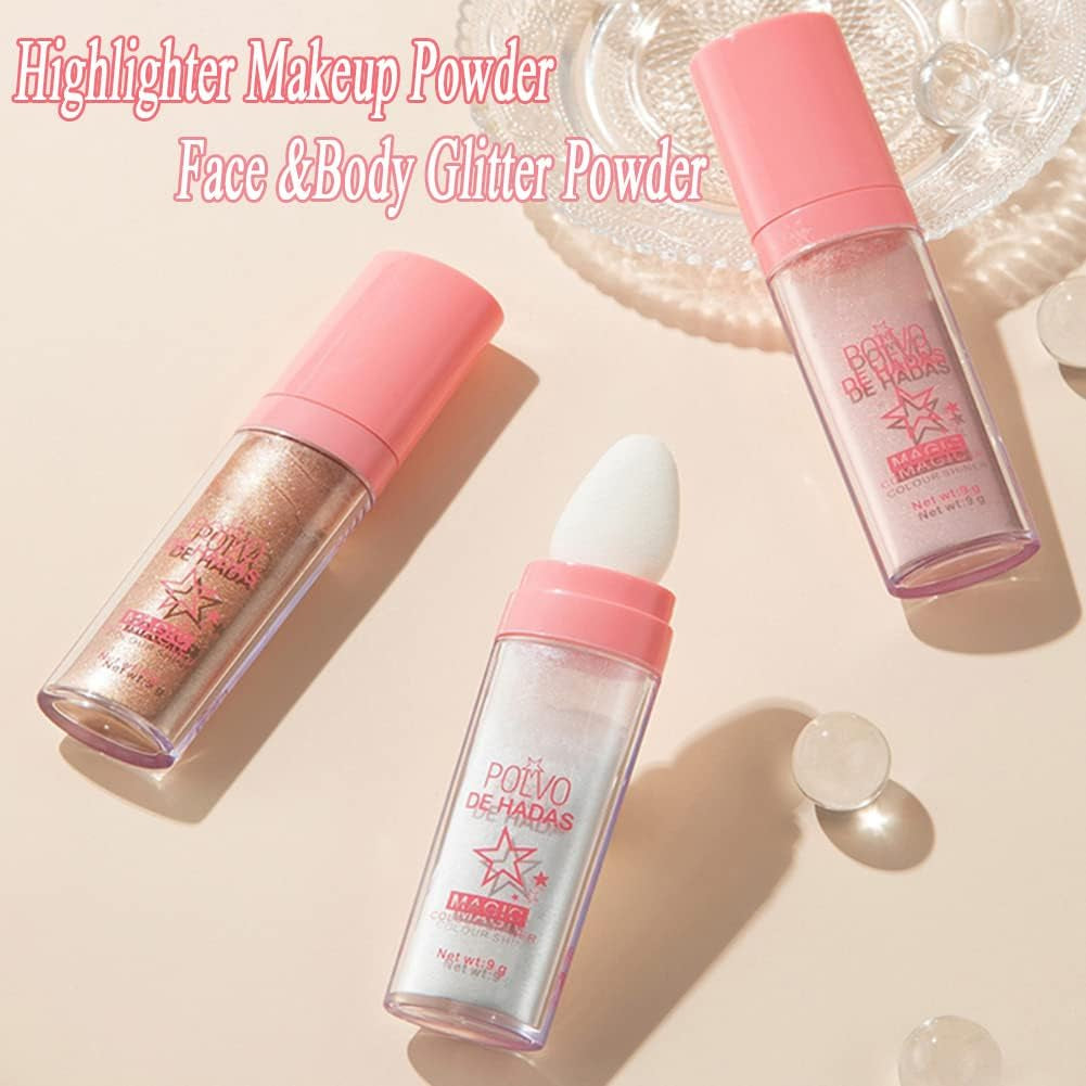Highlighter Maquillage, Poudre De Fées Pour Le Visage Et Le Corps, Stick Illuminateur, Poudre Pour Cheveux, Yeux Et Corps, Body Glitter
