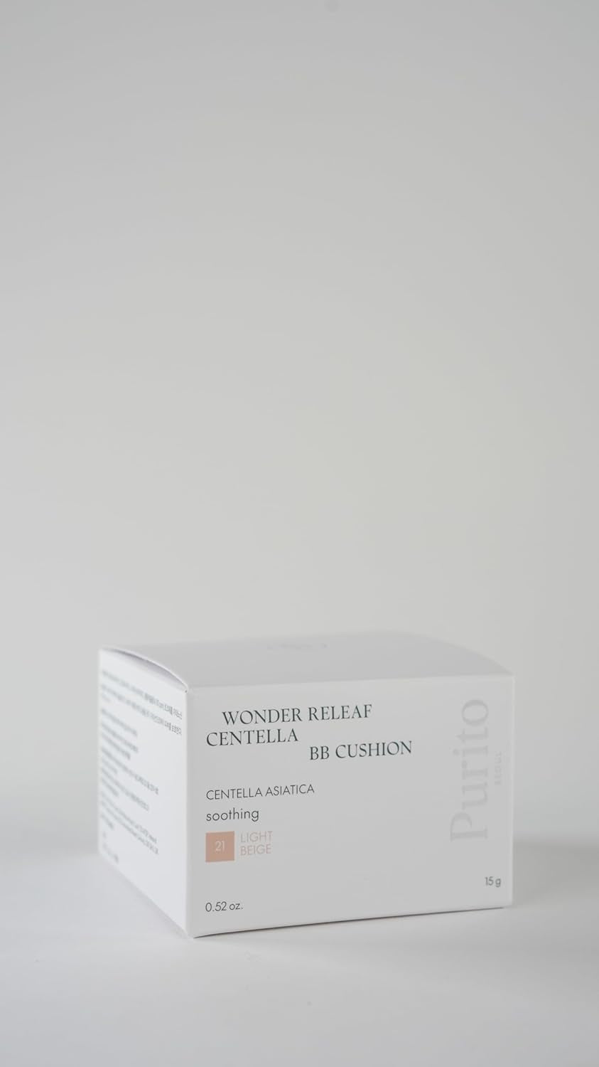 PURITO SEOUL Wonder Releaf Centella BB Cushion #21 Light Beige Fond De Teint, Coréen Centella, Maquillage Longue Tenue, Couverture Impeccable, K-Beauty, 15 G, 0,52 Fl.Oz