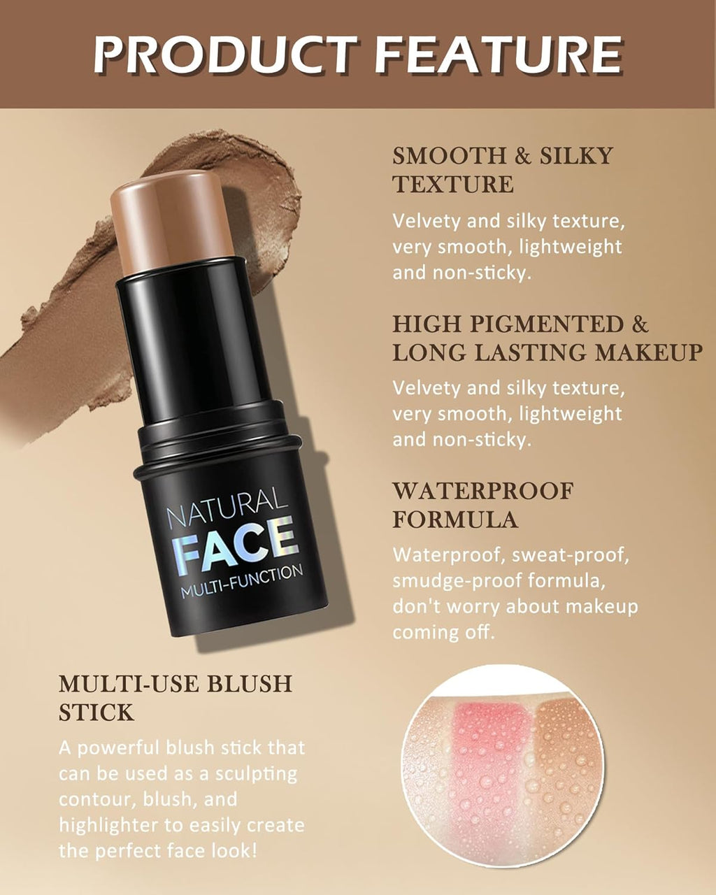 Lot De 2 Bâtons De Contour Crème Mats, Hautement Pigmentés, Roses, Rouges À Joues, Longue Durée, Imperméables, Bronzants, Pour Les Cheeks, Crayon De Contour Du Visage, Correcteur De Teint Pour