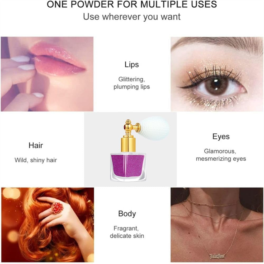 Spray Miroiter Corps, Maquillage En Poudre Pour Surligneur En Poudre Libre À Miroiter Violettes, Poussière Scintillante Pour Le Corps, Le Visage, Les Cheveux, Les Os, Les Épaules #2