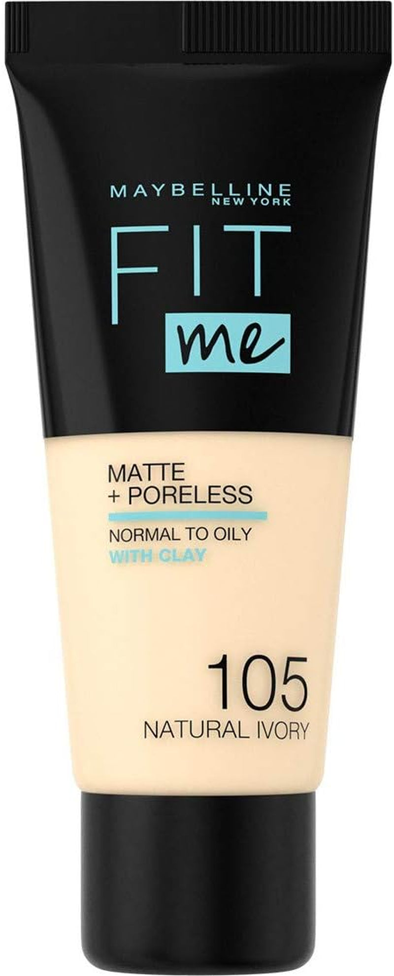 Maybelline New-York - Fond De Teint Fluide Fit Me Matte & Poreless - Peaux Normales À Grasses - Teinte : 105 Ivoire Naturel - 30 Ml