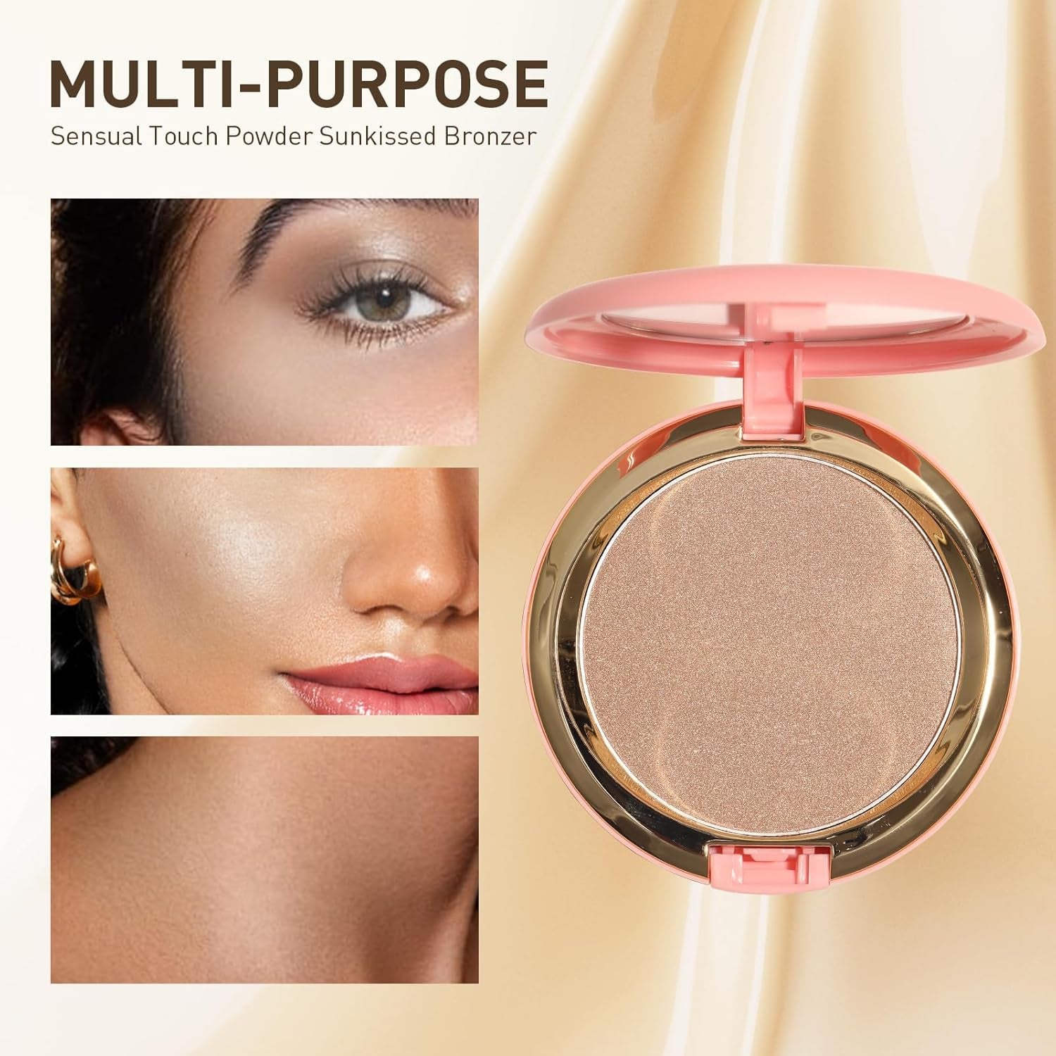 Poudre Bronzante Chatoyante, Poudre De Contour Hautement Pigmentée, Texture Douce, Finition Naturelle Et Ensoleillée, Tient Toute La Journée, Léger, Respirant, Formule Vegan (#Bronzage Léger)