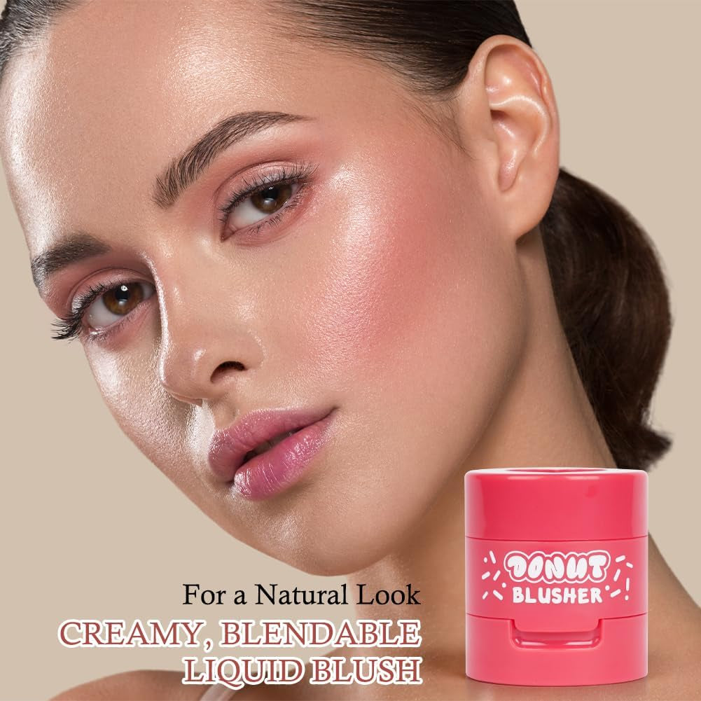 2PCS Maquillage Blush Liquide En Gel Pour Les Joues, One-Body Design Liquid Face Blush Contour with Cushion Applicator, Sensation De Légèreté Et De Respirabilité, Longue Tenue, Anti-Bavure (#01+#04)