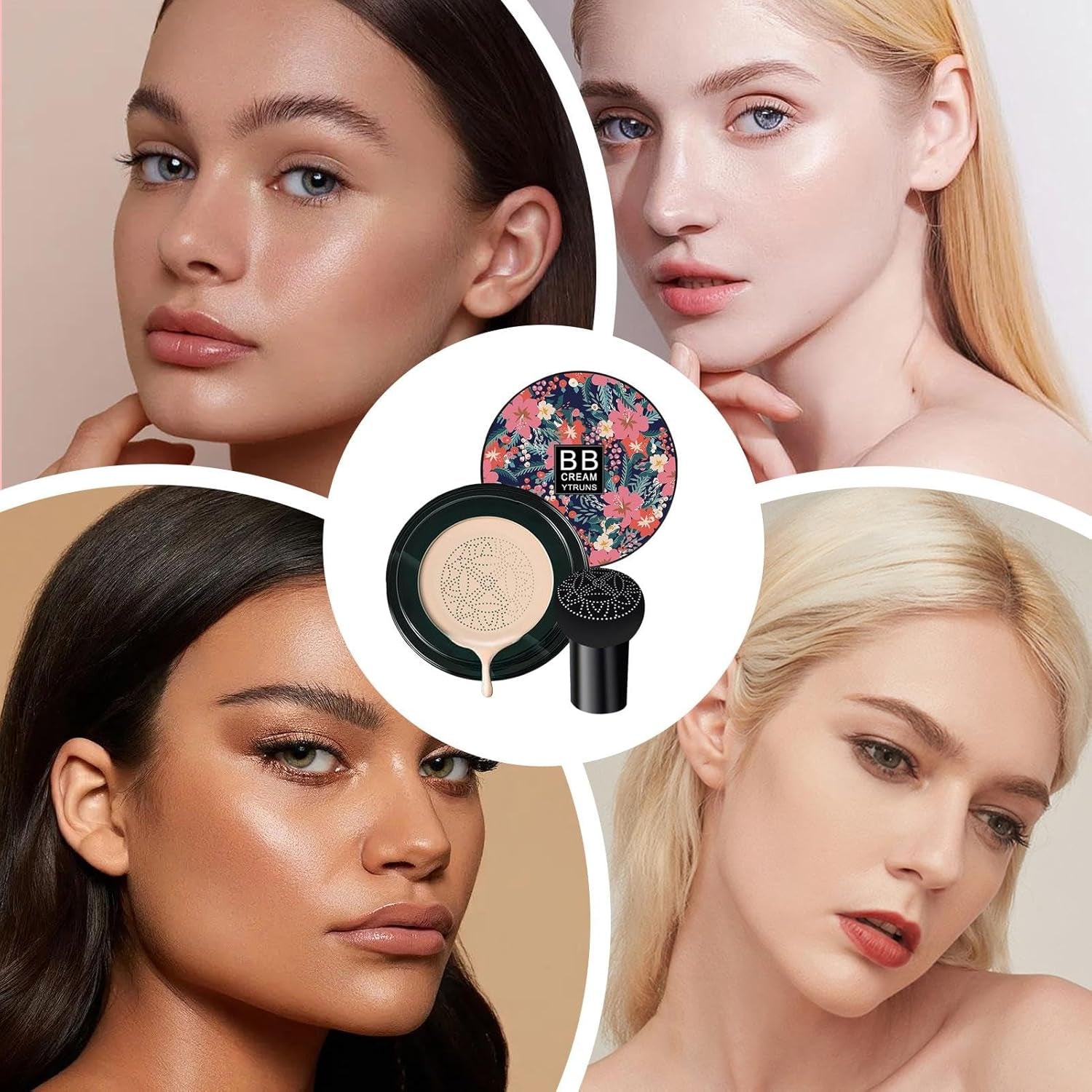 Coussin D'Air Tête De Champignon – B Cream Fond De Teint Pour Peaux Matures | Coussin D'Air En Forme De Tête De Champignon | Correcteur Hydratant | Teint Uniforme Pour Les Types De Peau, Blanc