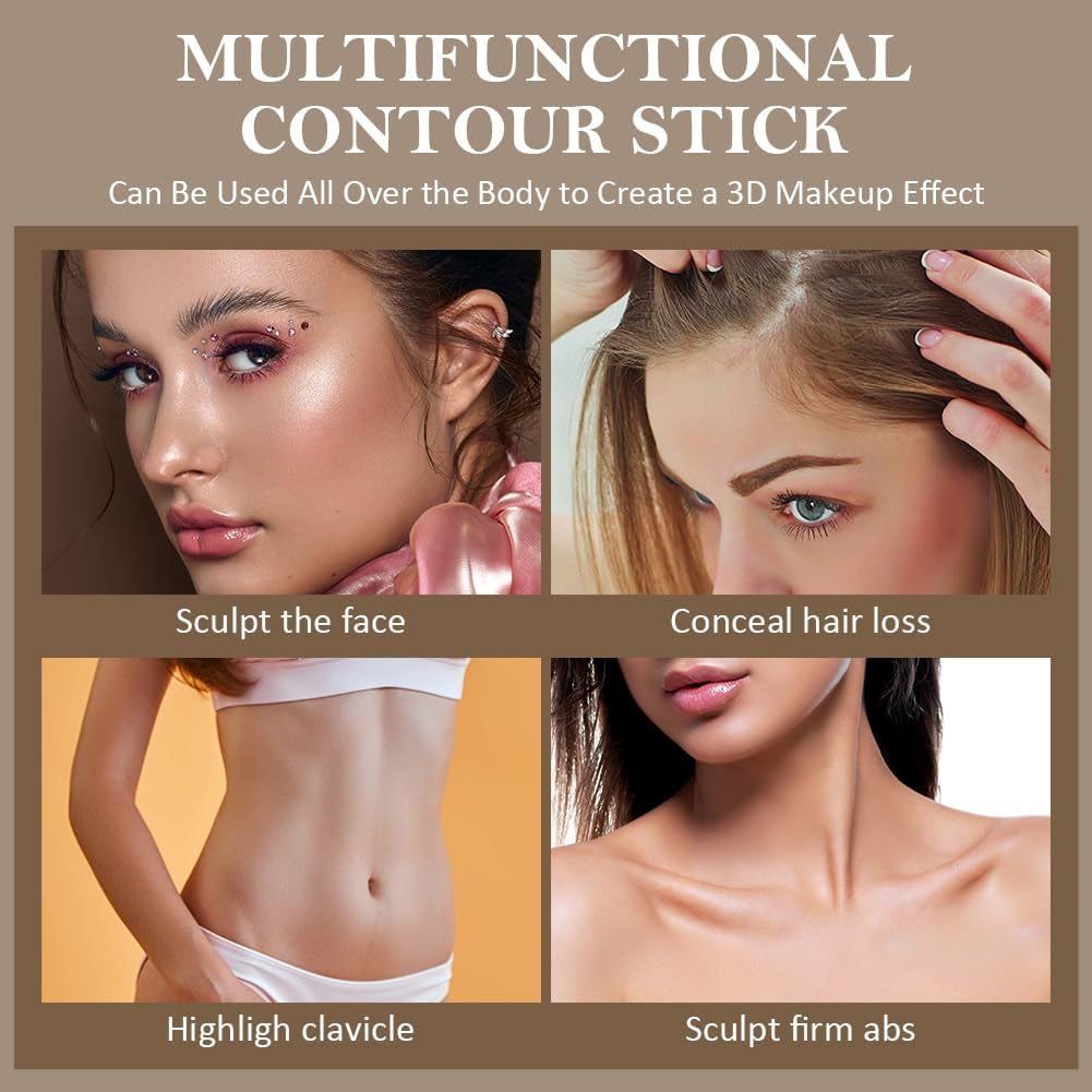 Liquid Highlighter Makeup, Bronzer Liquide Contour Stick, Highlighter Liquide Hydratant Brighten, Natural Glossy Finish, Lightweight Blendable Silky Smooth Cream Face Illuminator Makeup