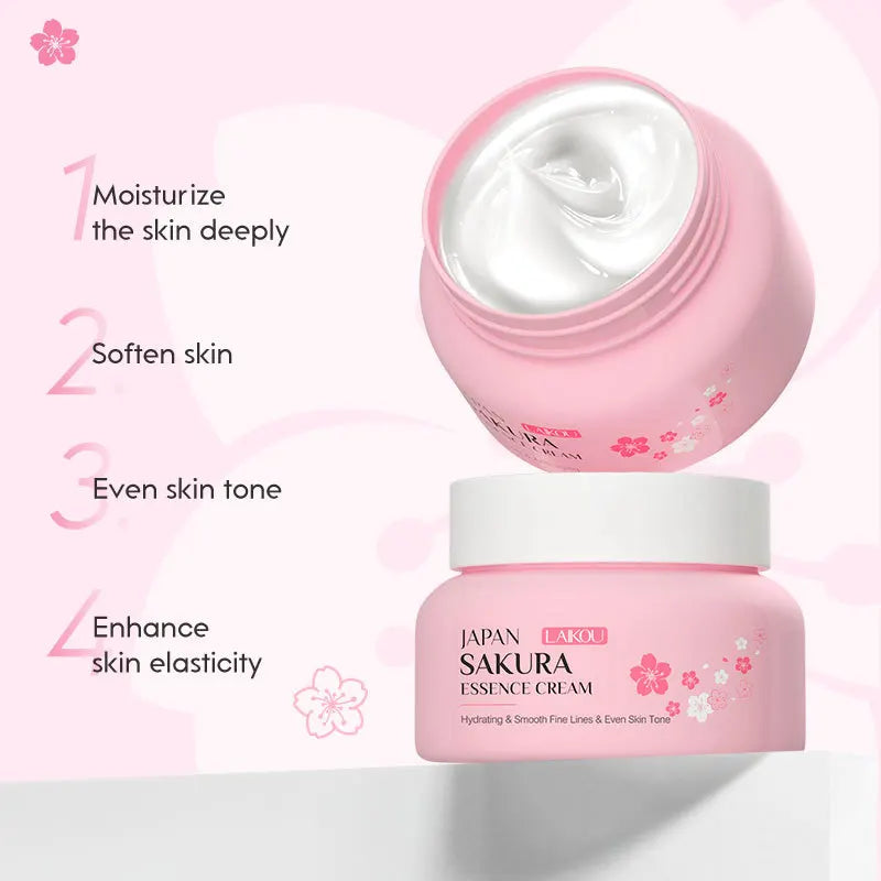 2Pcs  Japan Sakura Essence Face Cream Cherry Blossom Smoothing Facial Cream Moisturizing Hydration Korean Skin Care