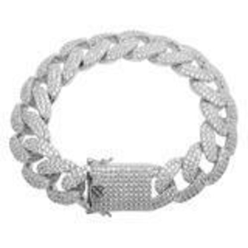 Bracelet Cubain CAMEO 8MM Argent 925 - Bracelet Homme Luxe Zircone Cubique