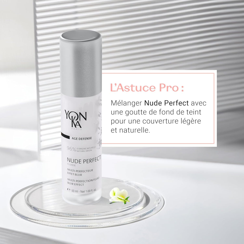 Nude Perfect Fluide Matifiant  50Ml - Embellisseur De Teint, Effet Blur - Dissimule Les Rides Et Les Imperfections - Purifiant Et Anti-Pollution - 96% D'Ingrédients D'Origine Naturelle