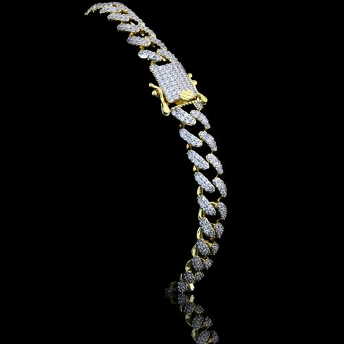 Bracelet Cubain CAMEO 8MM Argent 925 - Bracelet Homme Luxe Zircone Cubique