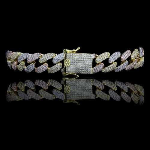 Bracelet Cubain COLT 12 MM - Bracelet Homme Luxe Glacé Zircone Cubique