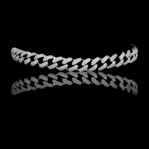 Bracelet Cubain CAMEO 8MM Argent 925 - Bracelet Homme Luxe Zircone Cubique