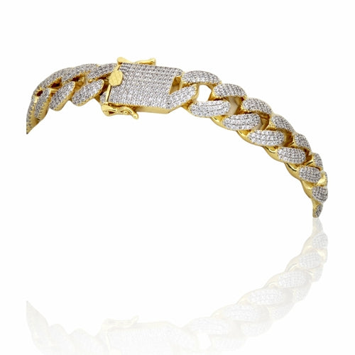 Bracelet Cubain COLT 12 MM - Bracelet Homme Luxe Glacé Zircone Cubique