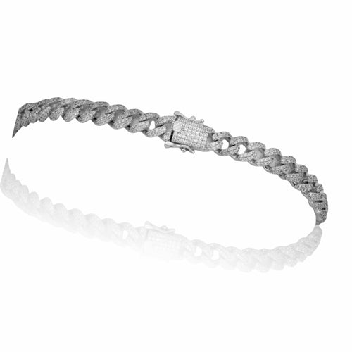 Bracelet Cubain CAMEO 8MM Argent 925 - Bracelet Homme Luxe Zircone Cubique