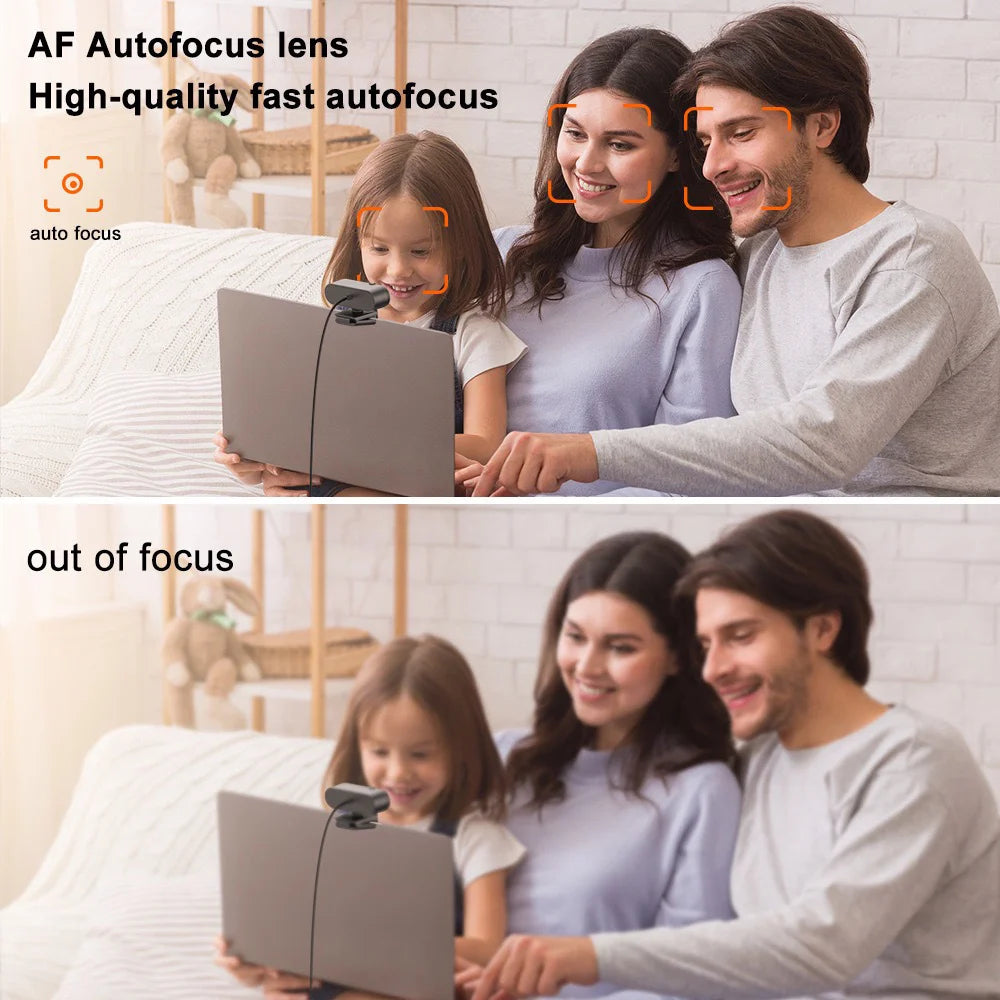 Webcam 4K Ultra HD avec Autofocus et Microphone - Streaming Full HD 1080P/2K pour PC et Ordinateur Portable