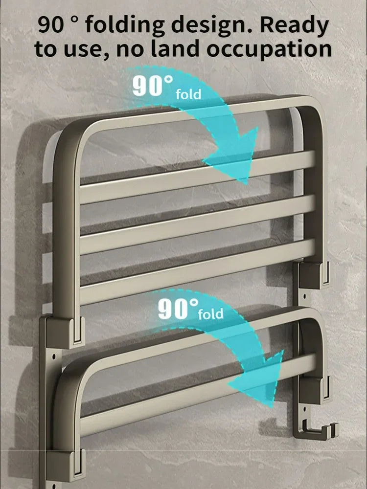 Porte-Serviettes Mural en Aluminium 40-60cm - Support Serviette Salle de Bain Renforcé - Rangement Toilette Noir/Gris