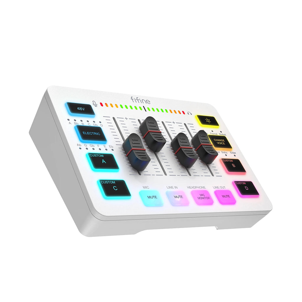 Mixeur Audio Gaming FIFINE SC3 - Table de Mixage 4 Canaux RGB avec Interface XLR pour Streaming et Podcast