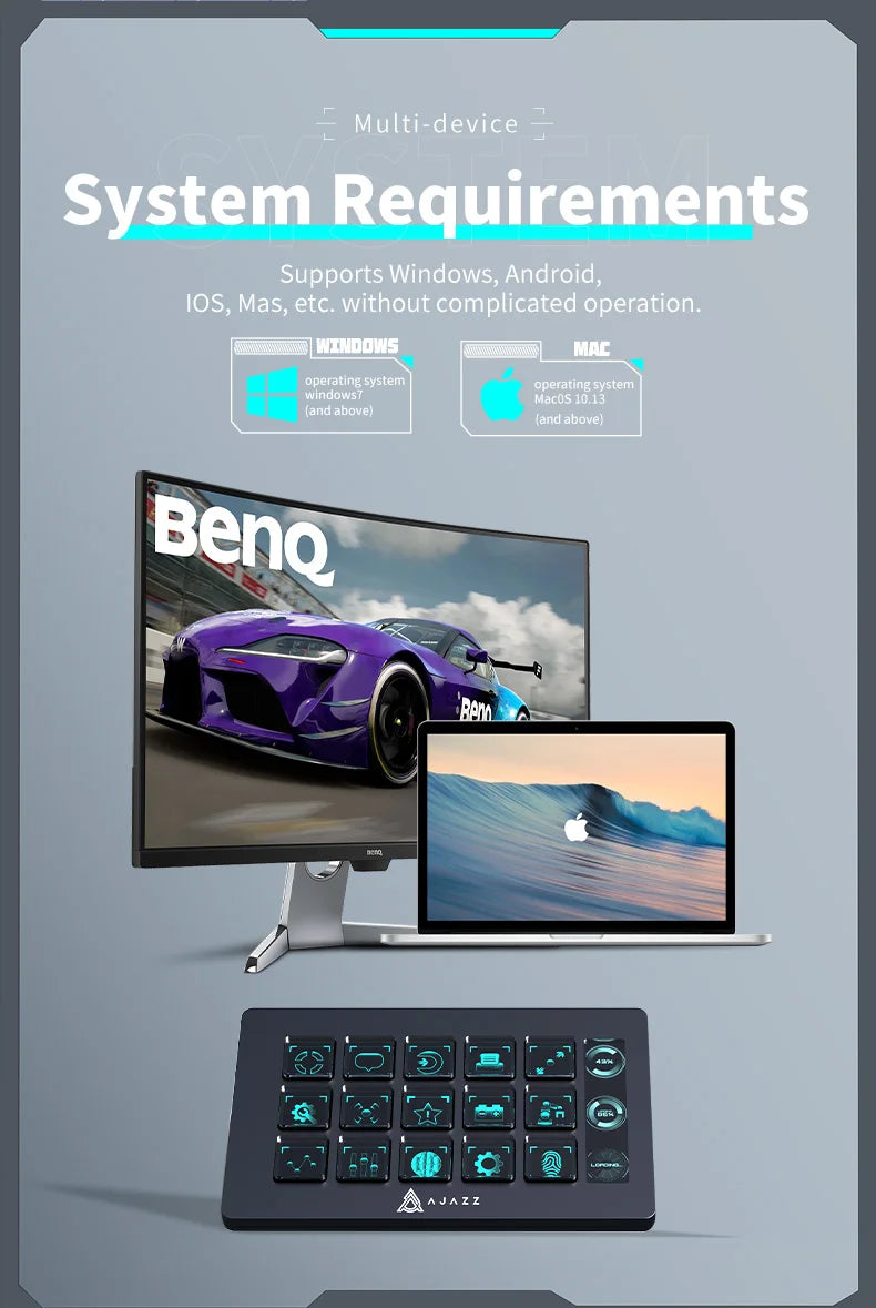 Clavier Macro AJAZZ AKP153E - 15 Touches Programmables - Mini Clavier Gaming Personnalisable Bureau Noir/Blanc