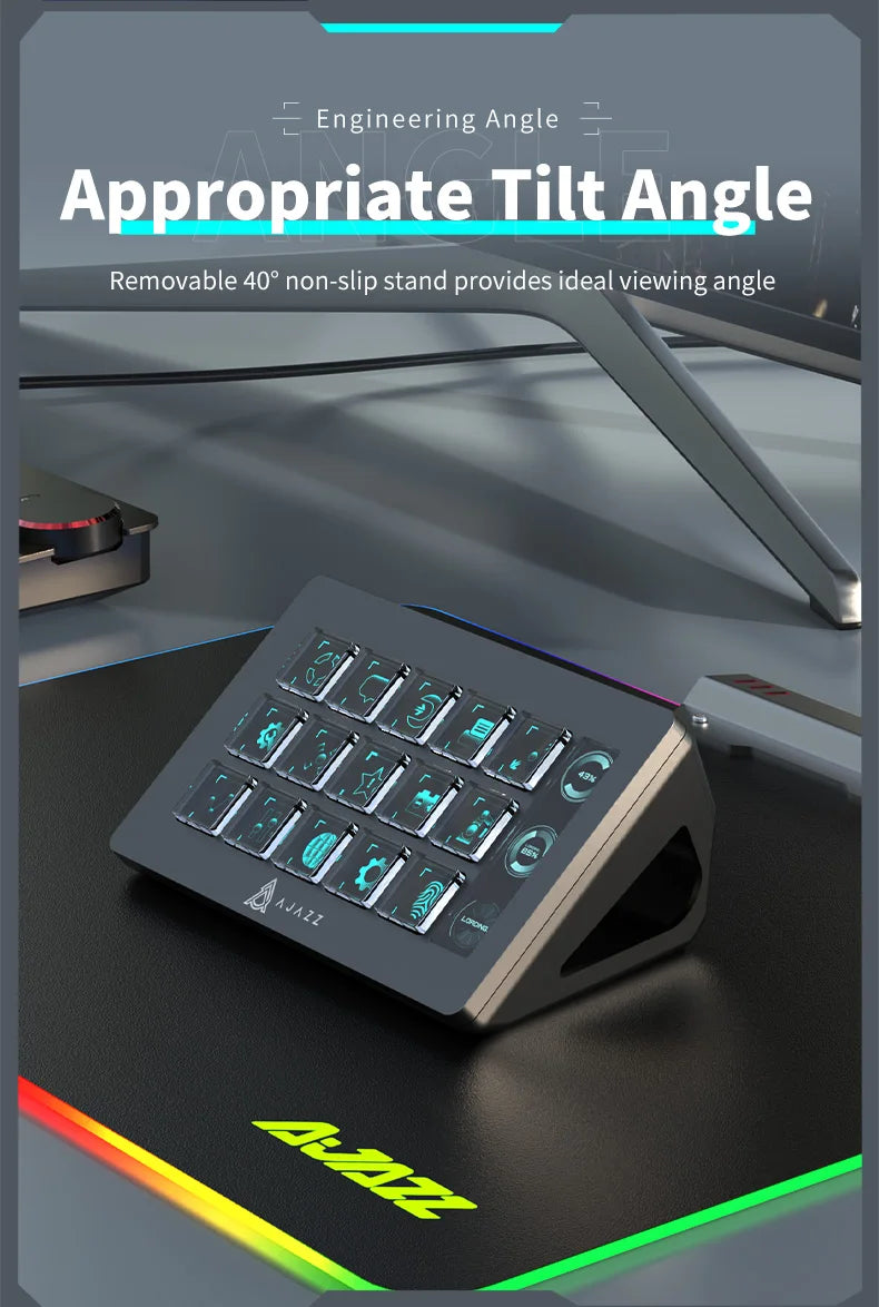 Clavier Macro AJAZZ AKP153E - 15 Touches Programmables - Mini Clavier Gaming Personnalisable Bureau Noir/Blanc